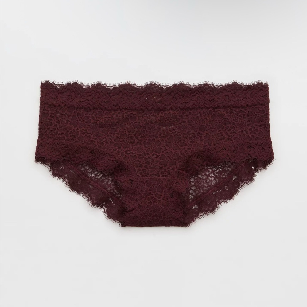 🤎 NEW Aerie M Eyelash Lace Boybrief Brown Panties 🎀